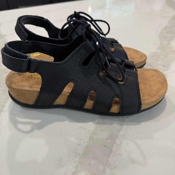 Cobbie Cuddlers Lace Up Leather Sandals Women’s 9 Black Comfort Insole Casual - Picture 4 of 10